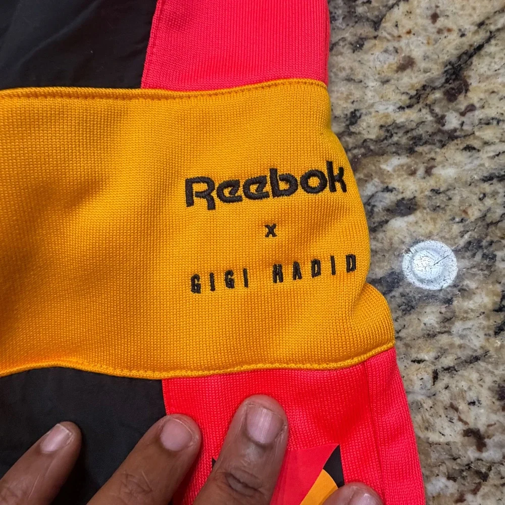 Reebok x Gigi Hadid Womens Colorblock Track Pants Black Red Yellow Joggers M
